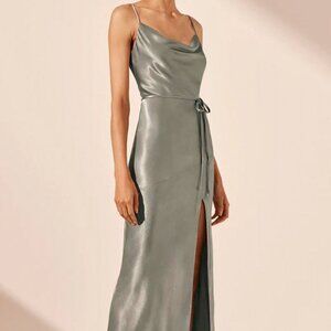 la lune bias cowl maxi dress - sage